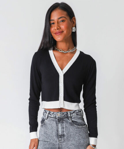 Cardigan Feminino Cropped Marisa Preto